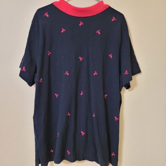 Quacker Factory Black Polo Lobster Embroidery 2X Beachy Island Tropical Summer - Picture 2 of 7